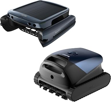 Beatbot Sora 10 Cordless Robotic Pool Vacuum Cleaner with iSkim 24/7 Cleaning Solar Powered Skimmer, Cleans Floor, Walls, Waterline and Surface-Royal Blue & Blue