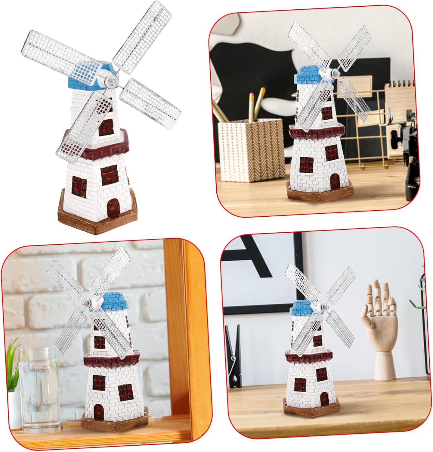 Rustic Desktop Windmill Ornament Vintage Style Windmill Decor for Home and Office Unique Craft Sculpture for Living Bedroom European Home Decor Accent