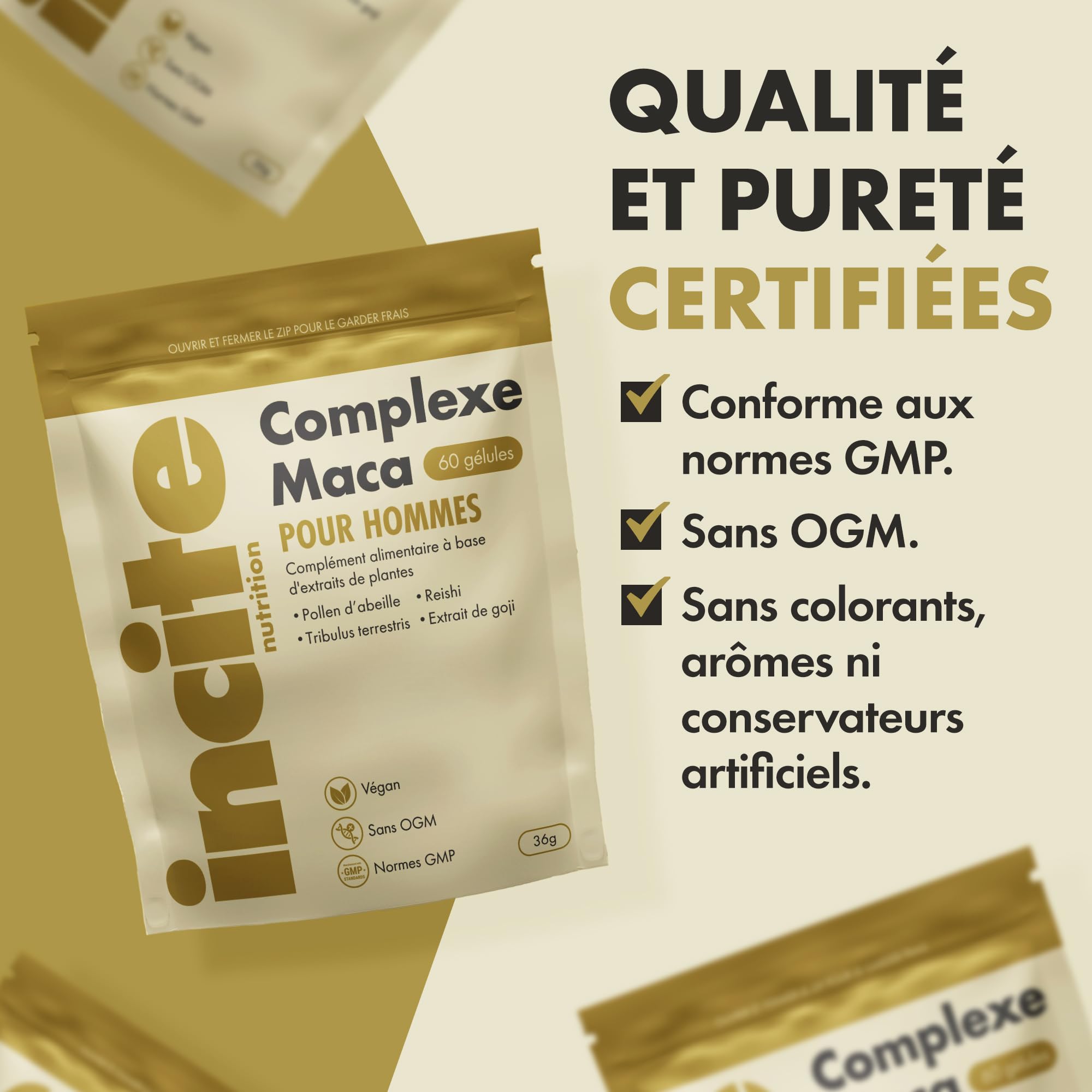 Incite Nutrition Maca Root Complex – 60 gélules véganes | Maca noire avec reishi, tribulus et baies de goji – Soutien énergie et vitalité – Gélules de racine de maca pour hommes et femmes
