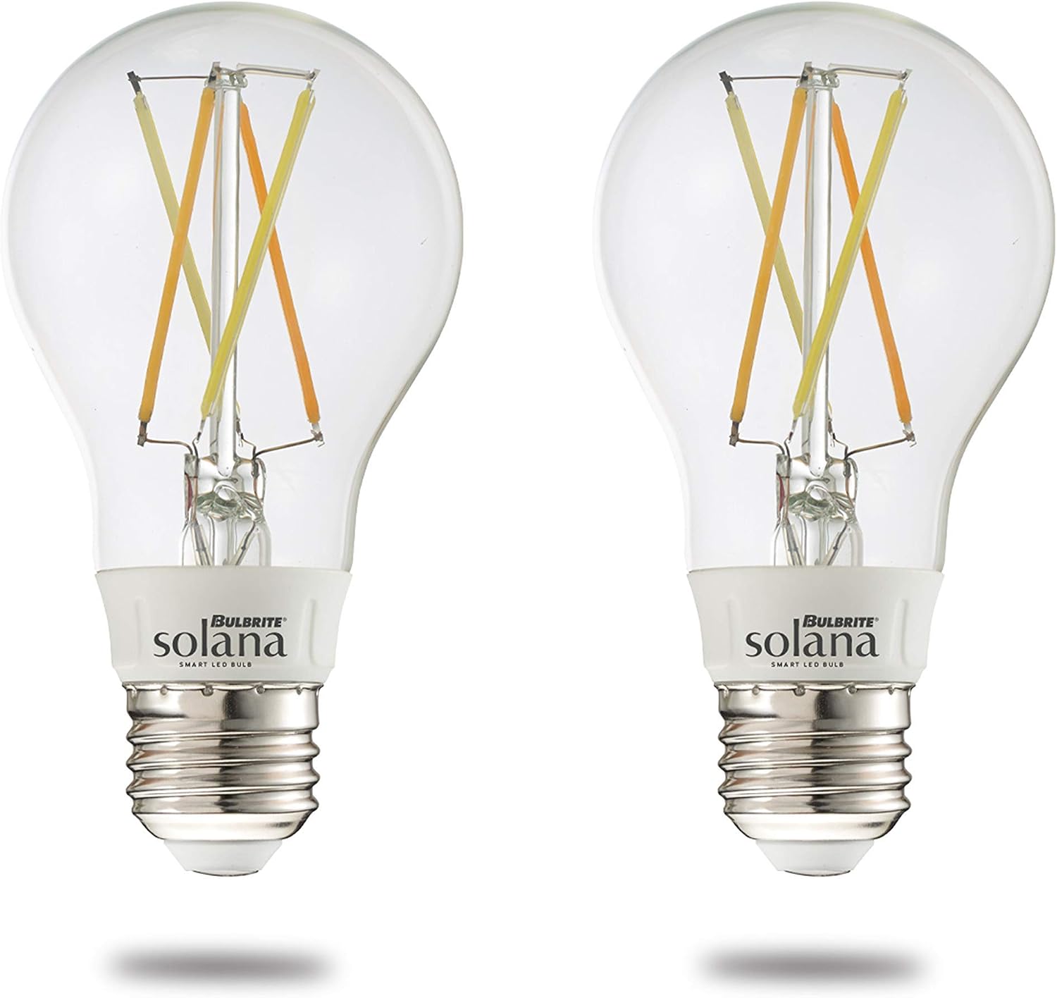 Bulbrite Solana 2-Pack A19 WiFi Connected Edison Filament LED Smart Light Bulb, Clear