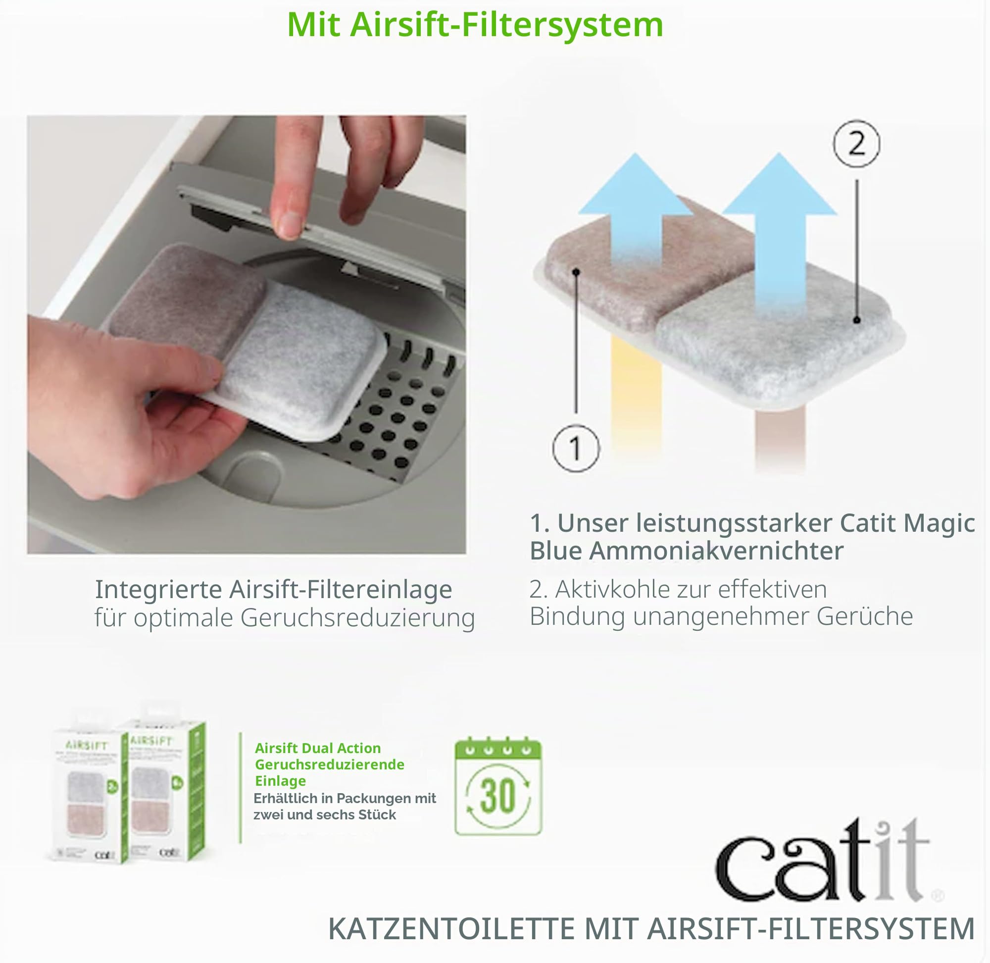 Catit Jumbo Katzentoilette mit Abdeckung, Weiss/Grau