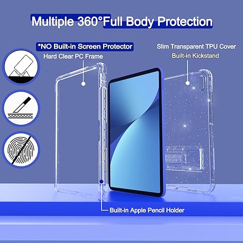 Miniatura 2 de Rantice Funda para iPad A16 de 11 pulgadas, 11 generación, iPad de 10.9 pulgadas, soporte para lápices y soporte, delgada, brillante y a prueba de