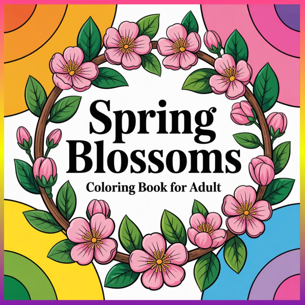 Spring Blossoms Coloring Book for Adults: A Relaxing Floral Coloring Book with 58+ Beautiful Spring Flowers, Botanical Designs and Garden Blossoms for Stress Relief and Creativity