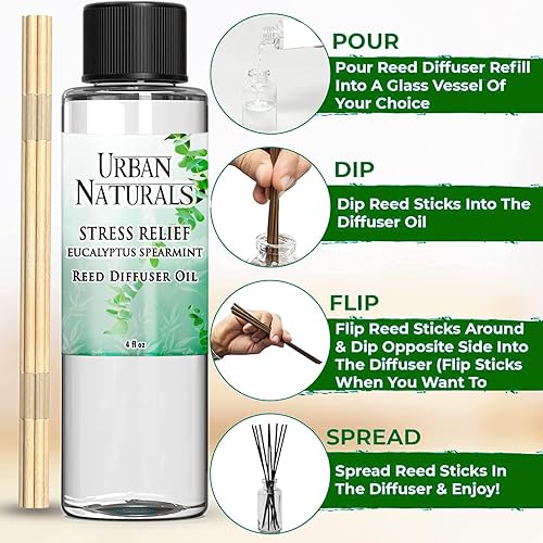 Miniatura 430 de Urban Naturals Reed Diffuser Oil Refill Ocean Mist Sea Salt with Salt Spray, Violet Leaf, Sea Grass, Driftwood 8 oz + Free Reed Sticks, Made in The