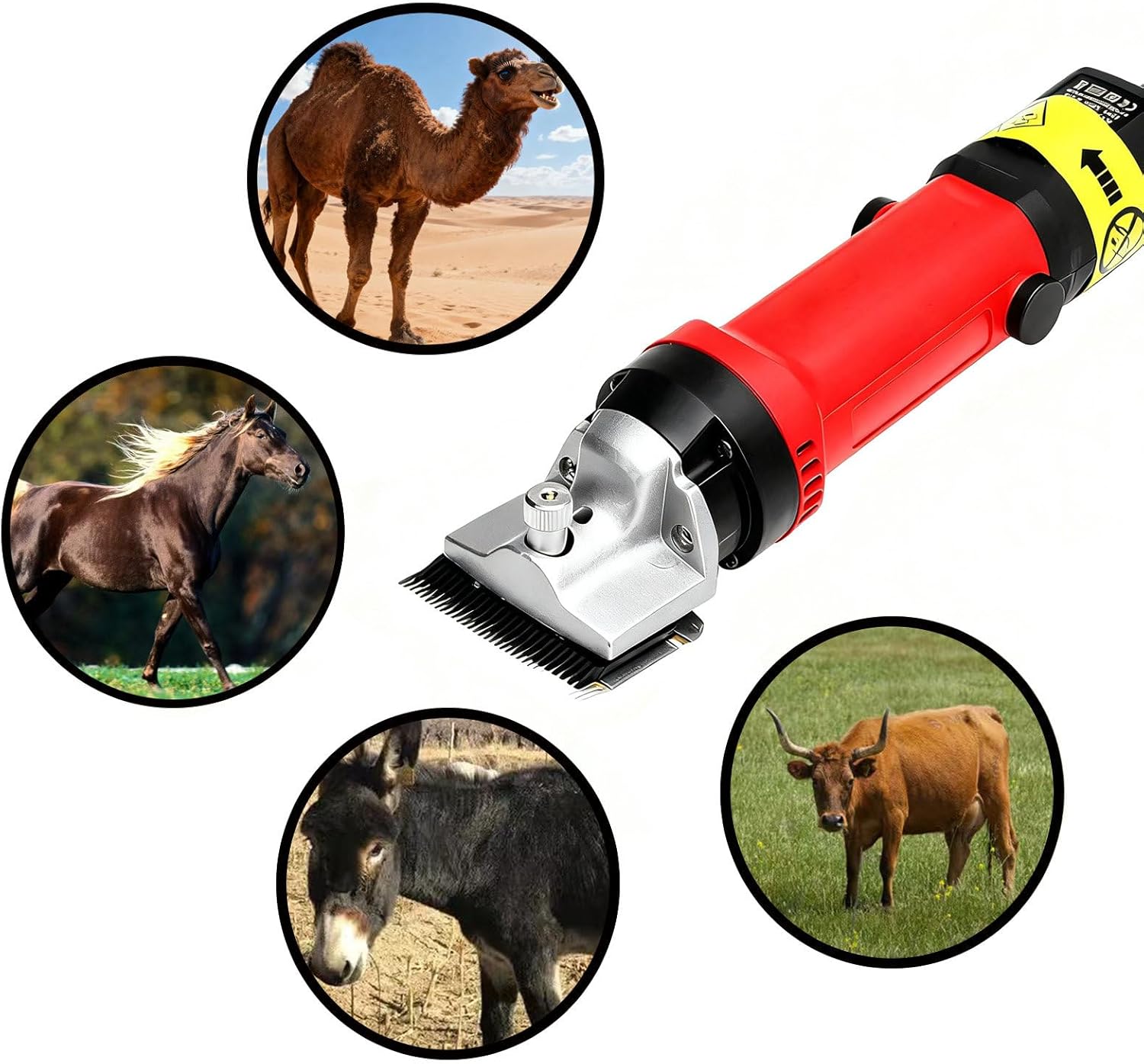 Professional 690W Horse Clippers 2400 RPM High-Speed Electric Trimmer with Detachable Sharp Blades for Thick Coats & Matted Hai