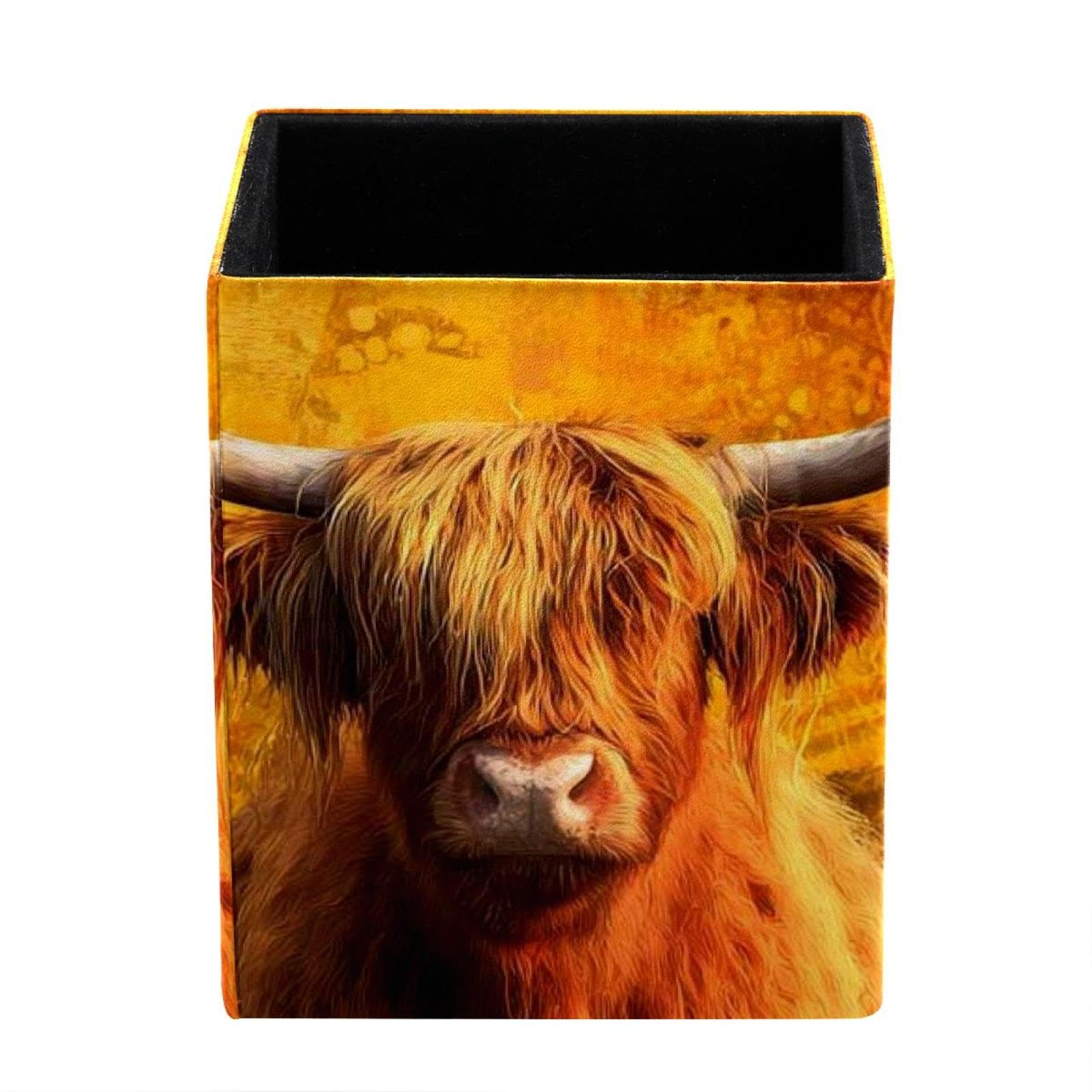 sanfly fish Watercolor Art Yak Leather Pencil Holder: Multifunctional Desk Organizer Case for Office and Home, Aesthetic Rustic Retro Design Perfect for Teachers,Office Workers