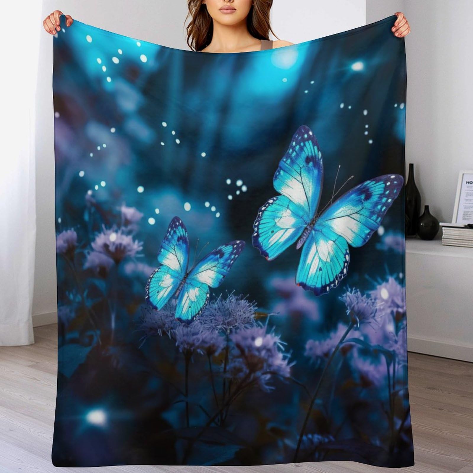 Couverture polaire flannel papillon tapis douillet jeté canapé