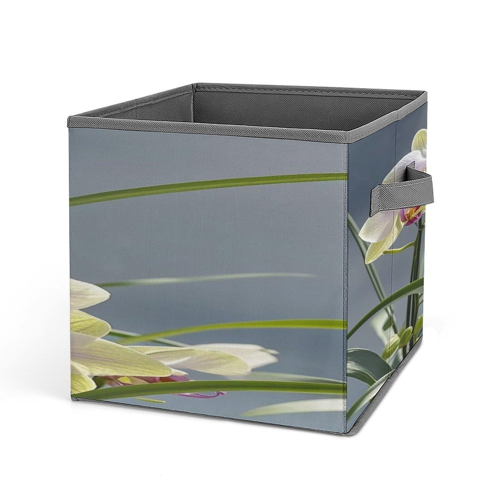 VstaDank Colorful Orchids Flower Storage Bin Collapsible Storage Cubes Organizer Oxford Cloth Storage Box with Dual Handles Large Stackable Closet Storage Bins for Sheets Hat Sweater