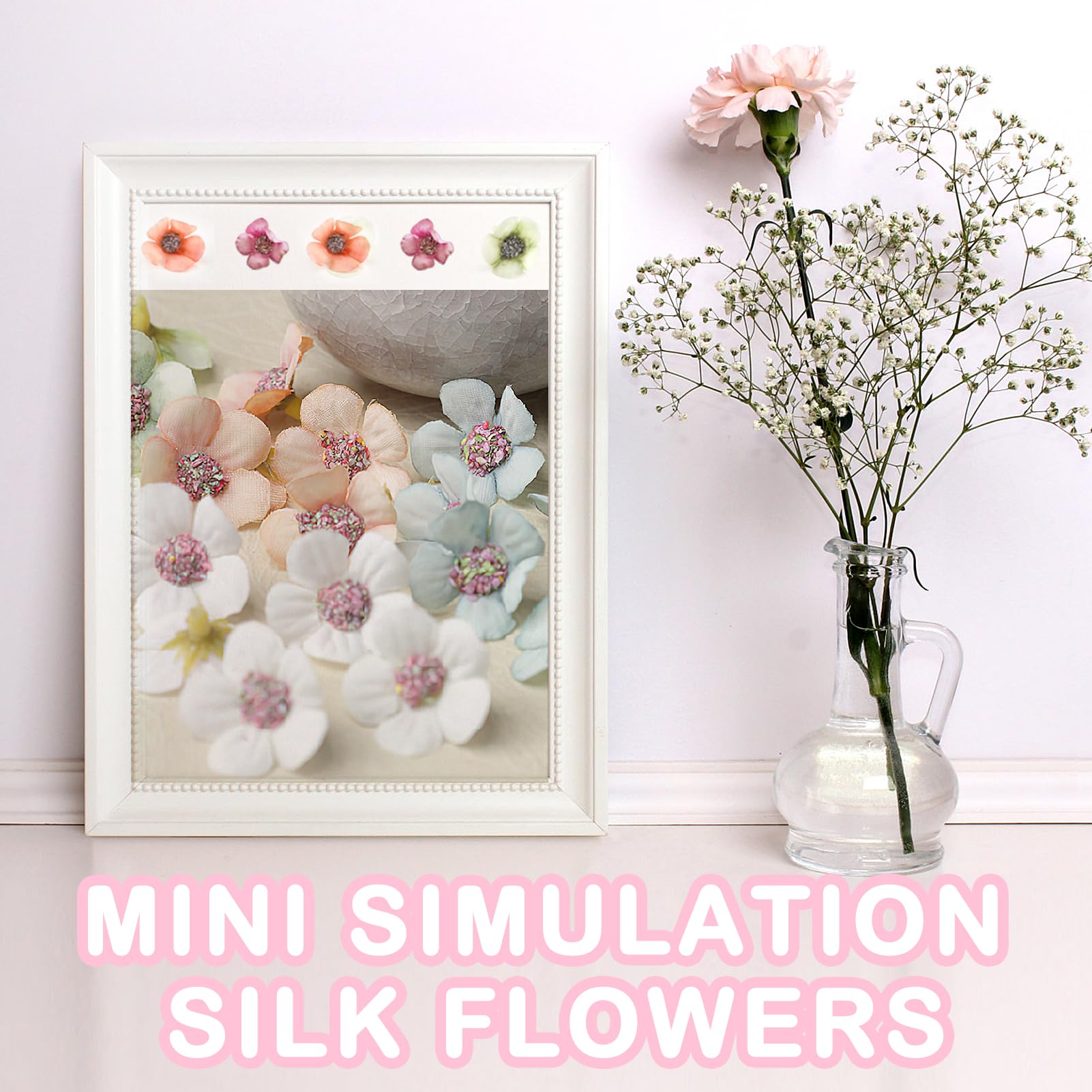 120 Pieces Fake Mini Flower Heads For Crafts - Silk Faux Rose, Daisy, Peony, Colorful DIY Decor For Weddings, Wreaths
