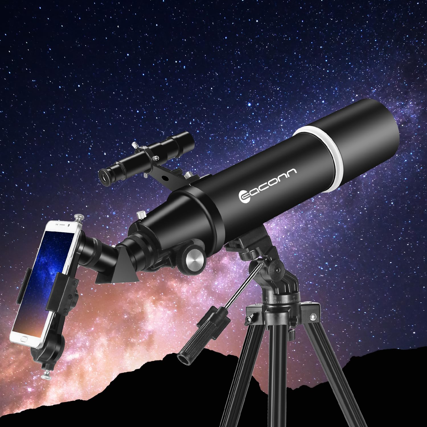 Teleskope für Erwachsene Astronomie, 80mm Blende 600mm Refraktorteleskop für Kinder & Anfänger, Kompaktes und tragbares Reiseteleskop mit Rucksack