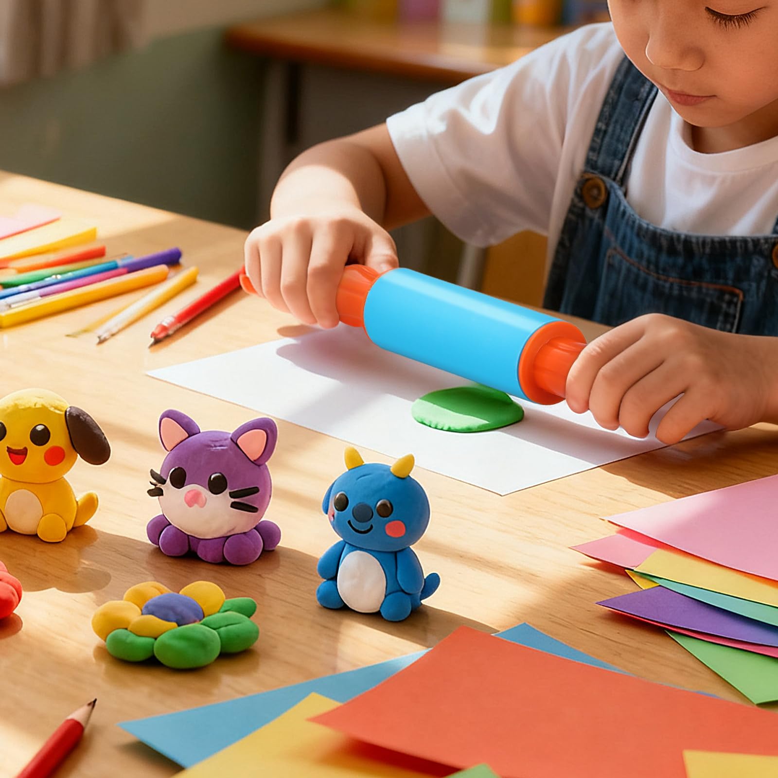 4pcs Clay Rolling Pin Soft Clay Plasticine Dough Modelling Roller Sticks Children Clay and Dough Playing Tools Kids Playdough Kit