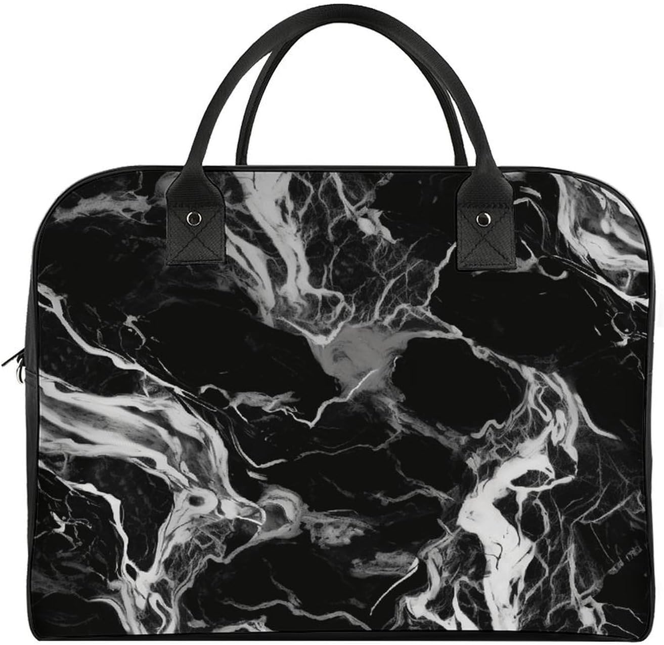 Black And White Marble Laptop Bag with Shoulder Strap image 3