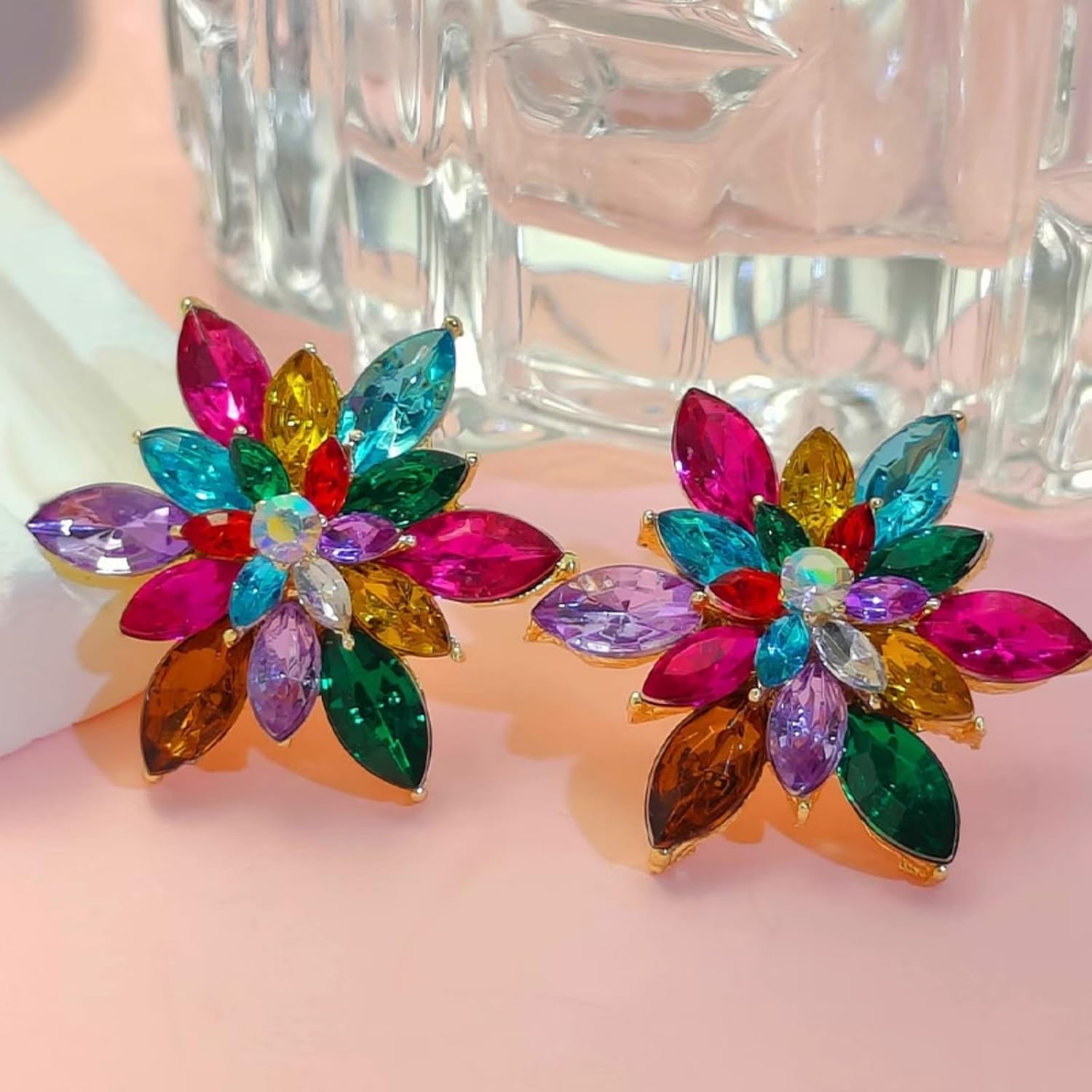WCRAZYE Snowflake Earrings for Women Elegant Winter Cubic Zirconia Simulated Pearl Flower Snowflake Stud Earrings Chrismas Wedding Jewelry Gifts image 5
