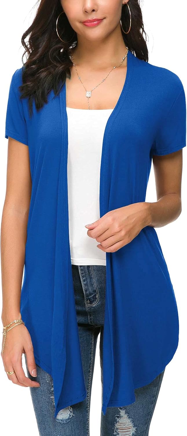 Urban CoCo Womens Open Front Short Sleeve Cardigans for Women Lightweight Summer Drape Cardigan Vest - Image 2