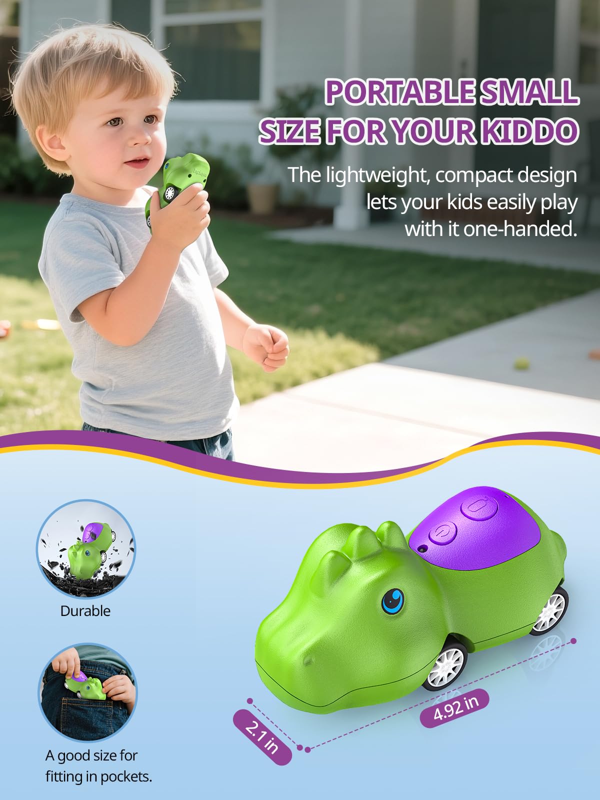 Inspireyes Walkie-Talkie Dinosauro per Bambini, Ricaricabili, Macchinine Giocattolo per Bambini e Bambine 3–7 Anni, Divertente Interno ed Esterno, Regalo di Compleanno e Natale per Bambini, Set da 2