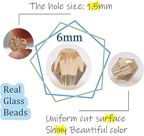 Miniatura 10 de 150 cuentas de cristal de 0.315 pulgadas, cuentas de cristal para la fabricación de joyas, cuentas de bicona, cuentas de vidrio de bicona, cuentas