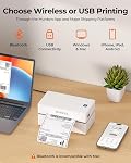 MUNBYN Bluetooth Thermal Shipping Label Printer, 130B Wireless 4x6 Label Printer for Small Business Office, Compatible with iPhone, Android, iPad, Windows, macOS, Canada Post, UPS, Purolator (White)