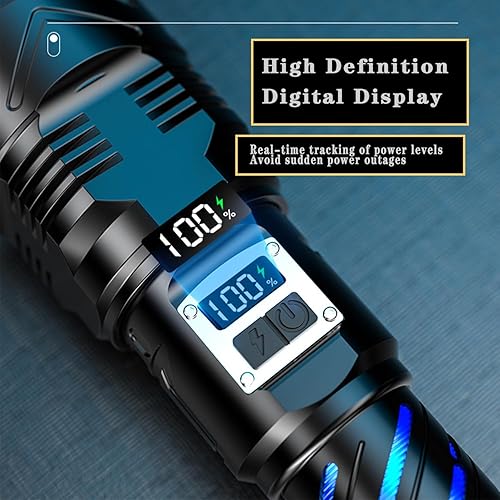 Miniatura 6 de Linterna recargable 400000 lúmenes altos, súper brillante 60W nueva linterna, conocida como luz del amanecer para emergenciacamping, zoomable,