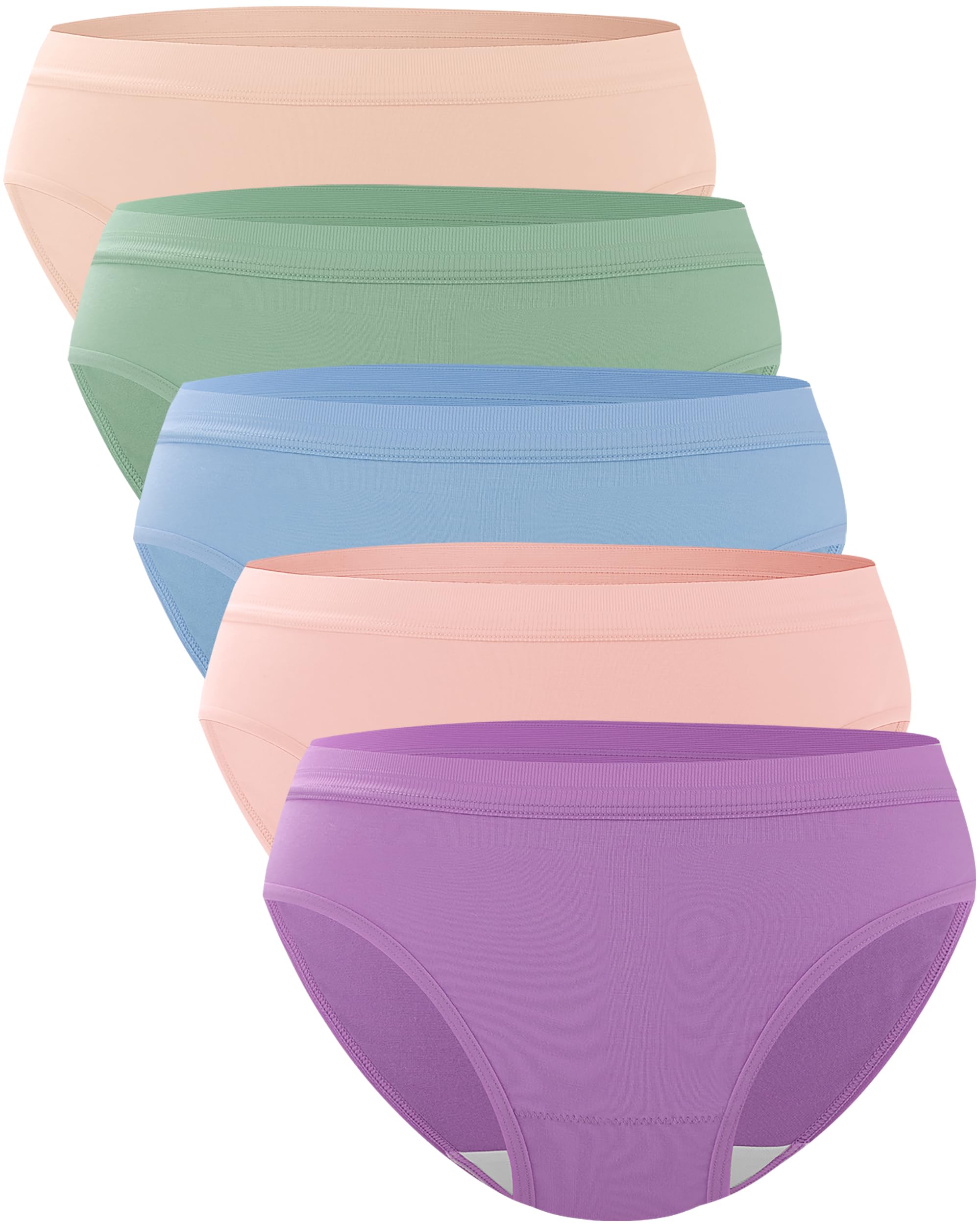 BAMBOO COOL Damen-Unterwäsche, Bikini-Unterhose, Hipster, Damenhöschen, weich, dehnbar, atmungsaktiv, 5er-Pack