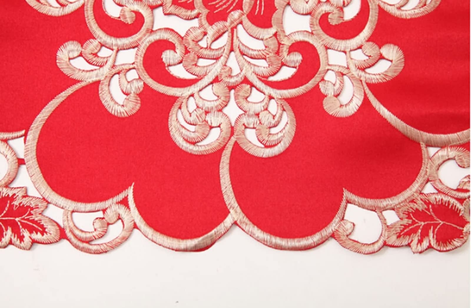Tischläufer Klein Rotes Gold, Tischläufer X-Mas Hohle Blume Polyester Tischläufer 37x210cm Hochzeit Tischdeko Weihnachtstischdeko
