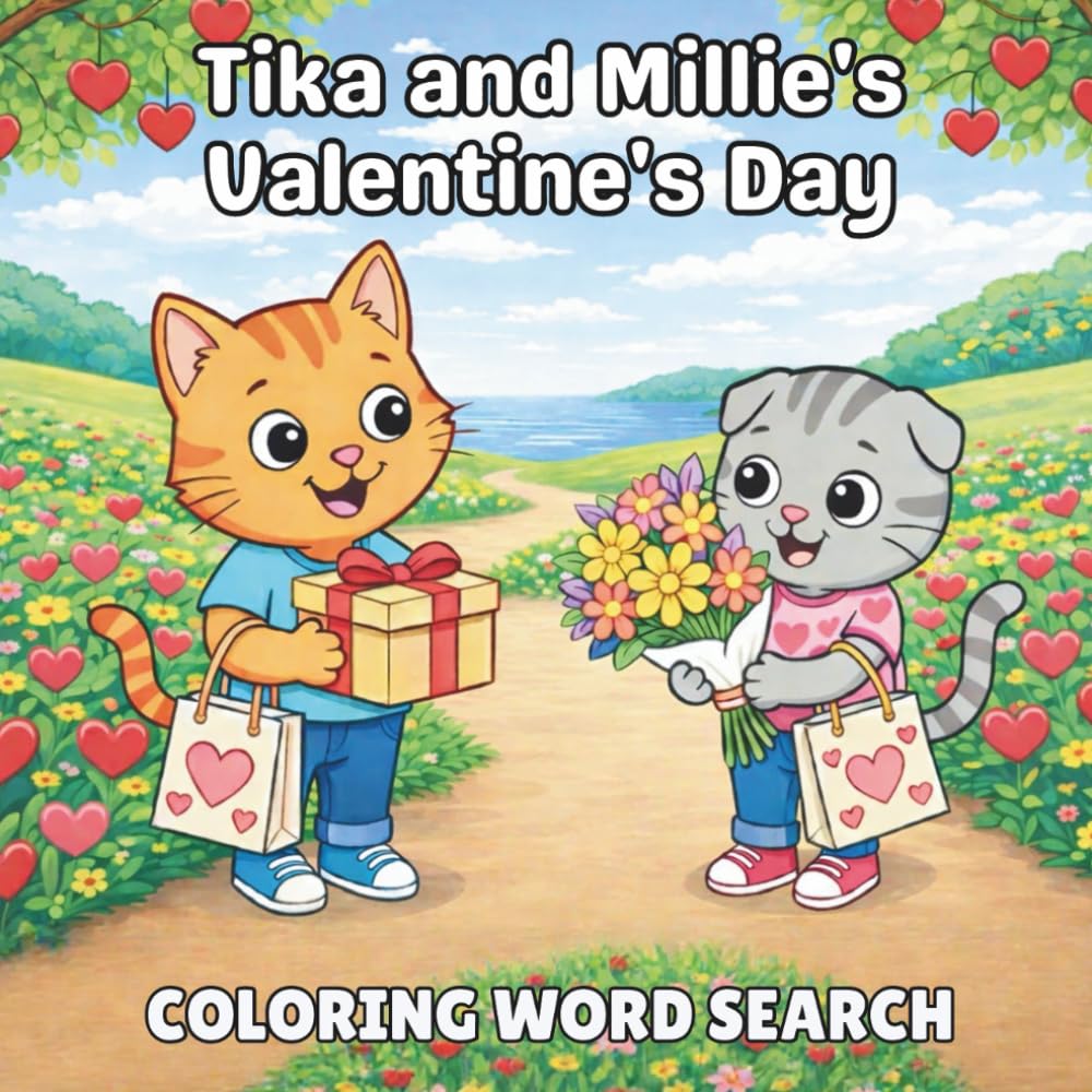 Tika and Millie’s Valentine’s Day: Coloring Word Search Activity Book