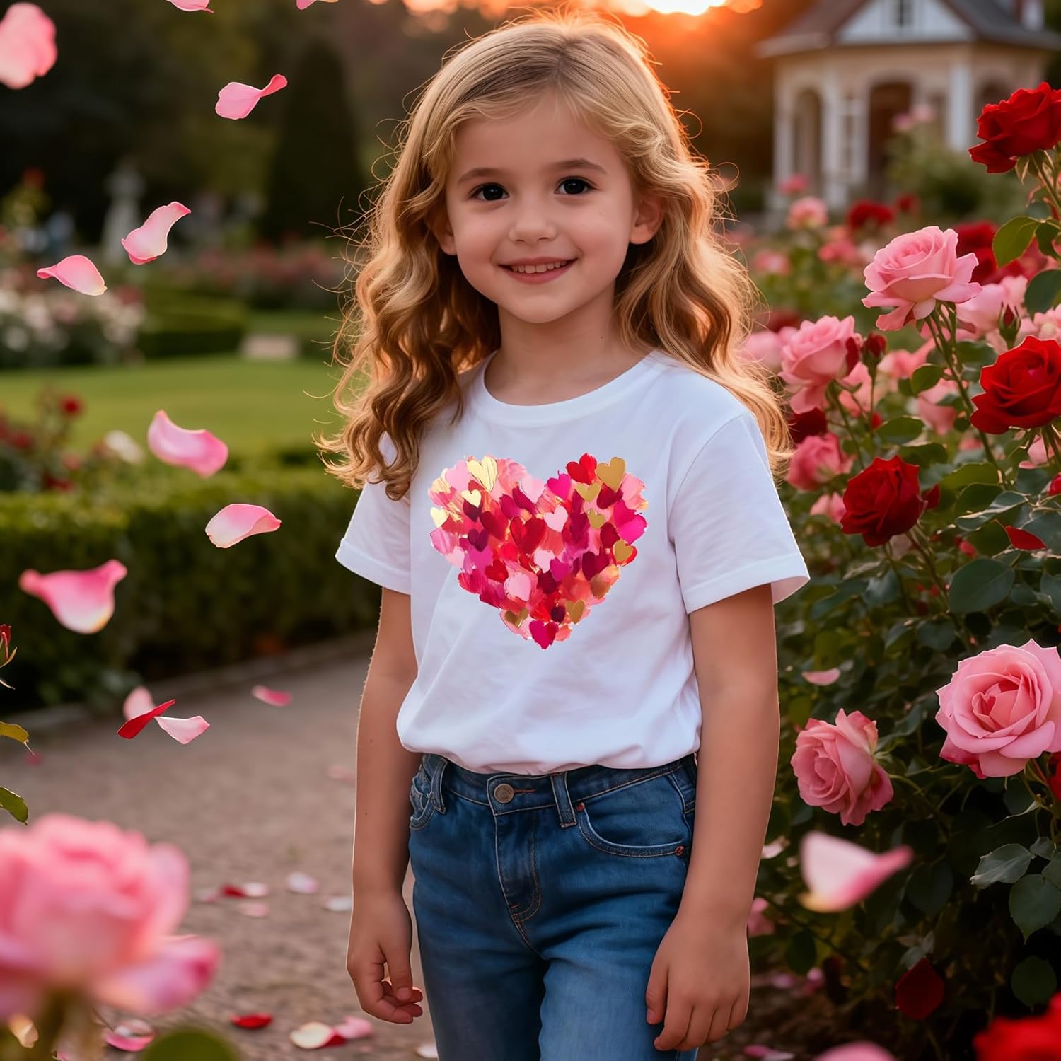 Girls Valentines Day Shirt Kids Cute Love Heart Graphic T-Shirts Toddler Valentine Short Sleeve Tee 2026 (3-10 Years) - Image 2