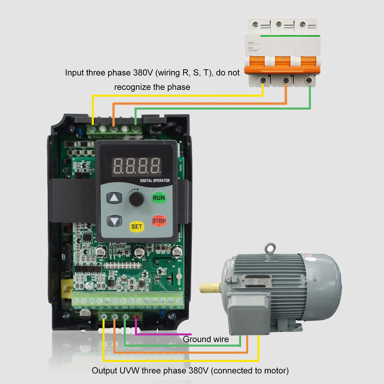 Luocute 3KW Variador de Frecuencia 3 Fases Velocidad Motor AC