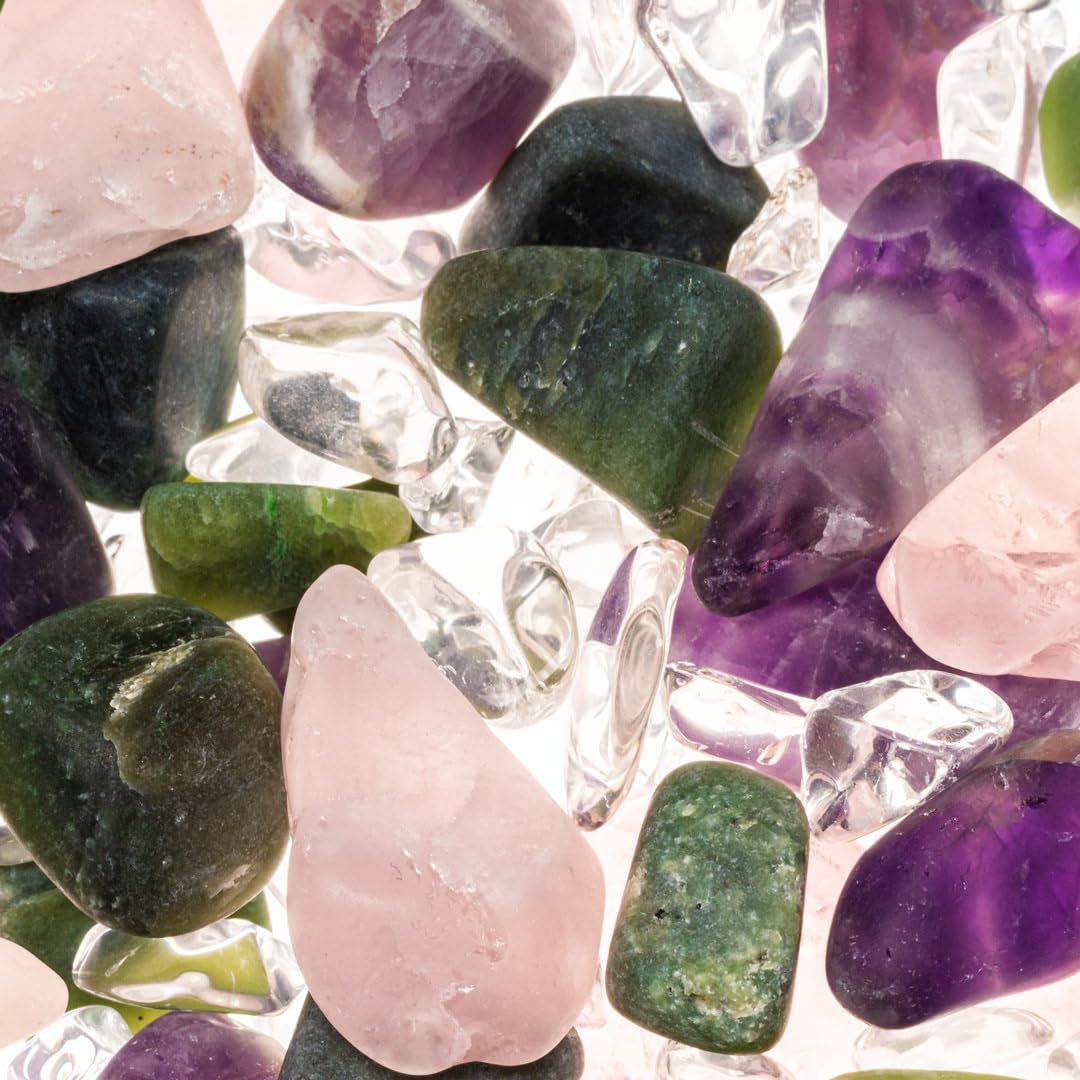 VitaJuwel Sana Premium BEAUTY - Jarra de agua de cristal con amatista, cuarzo rosa, jade y cuarzo transparente, relajación, rejuvenecimiento y amor propio