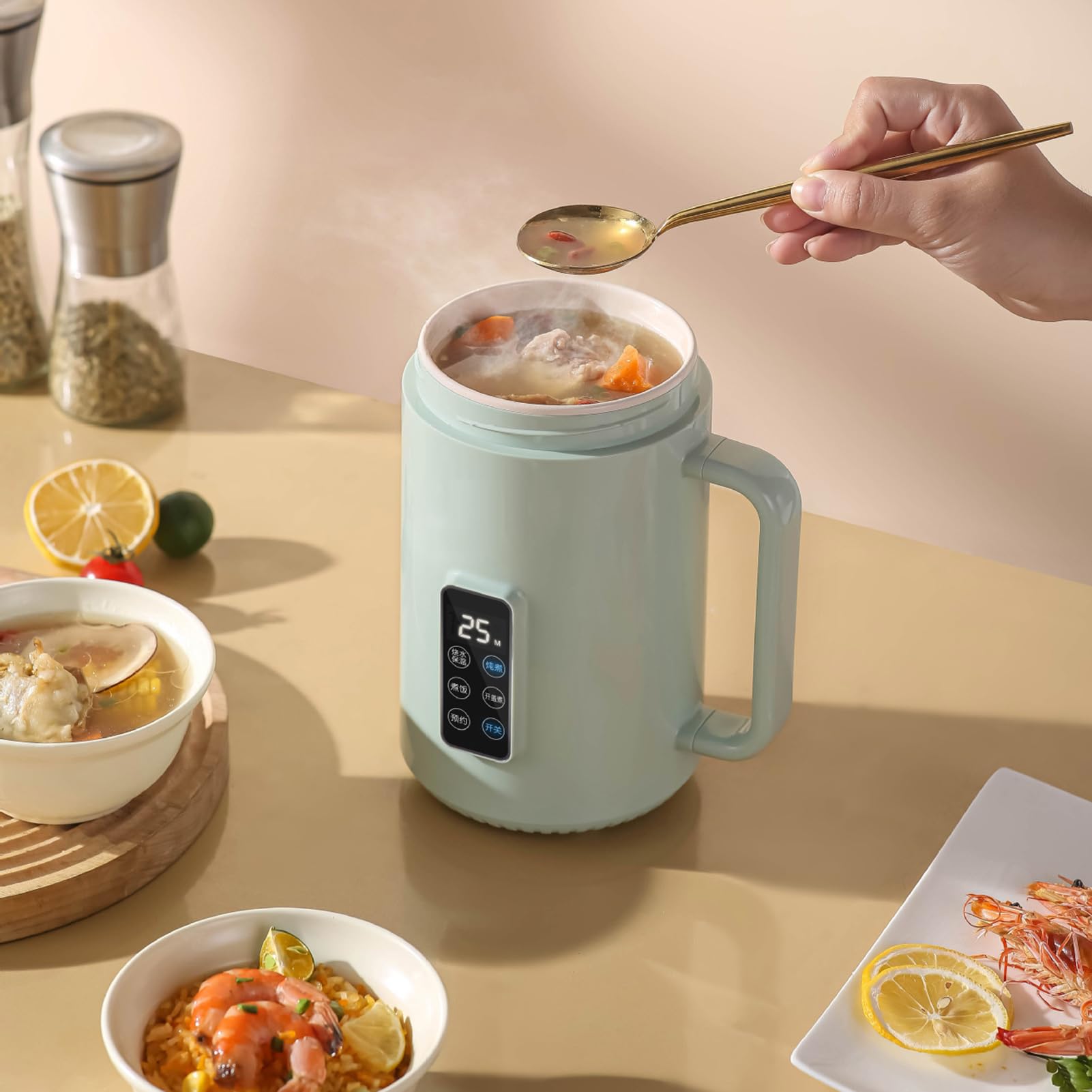 Nudelkocher, elektrischer Heißkochtopf, tragbar, 1000 ml | schnelle Antihaftbeschichtung für Nudeln, 500 W, für Pfanne, Nudeln, Shabu, , Suppe, Ei
