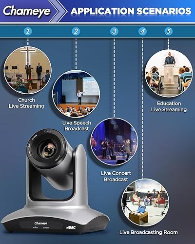 Miniatura 9 de Chameye Cámara PTZ 4K 20X Zoom óptico, PTZ cámara de sala de conferencias 4K, IP/PoE/USB3.0/HDMI, cámara de transmisión en vivo para educación de