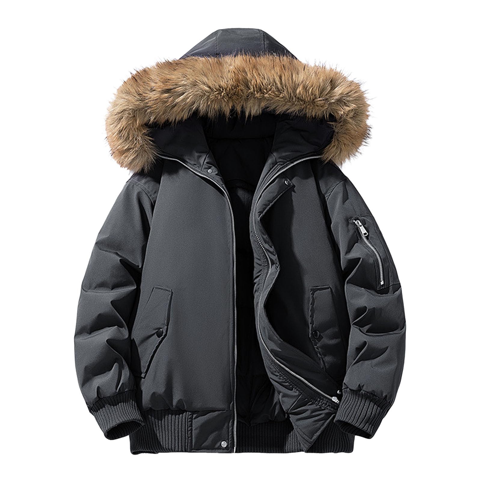 Chaqueta polar para hombre con cremallera y chaqueta de senderismo para hombre con capucha cómoda capa de invierno para clima frío y cortavientos ideal para aventuras al aire libre Casual Chaqueta
