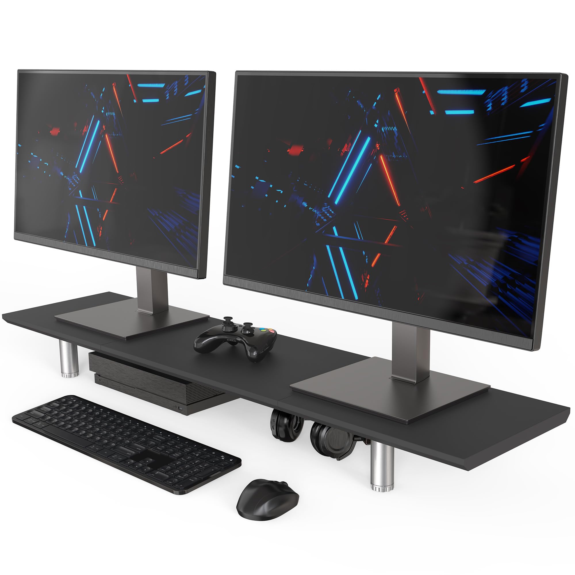 PCパソコンデスク モニター台2個付き 高さ7段階調節 幅130cm ブラック Amazon.co.jp: Fenge モニター台 机上台 パソコン台 机上ラック 幅