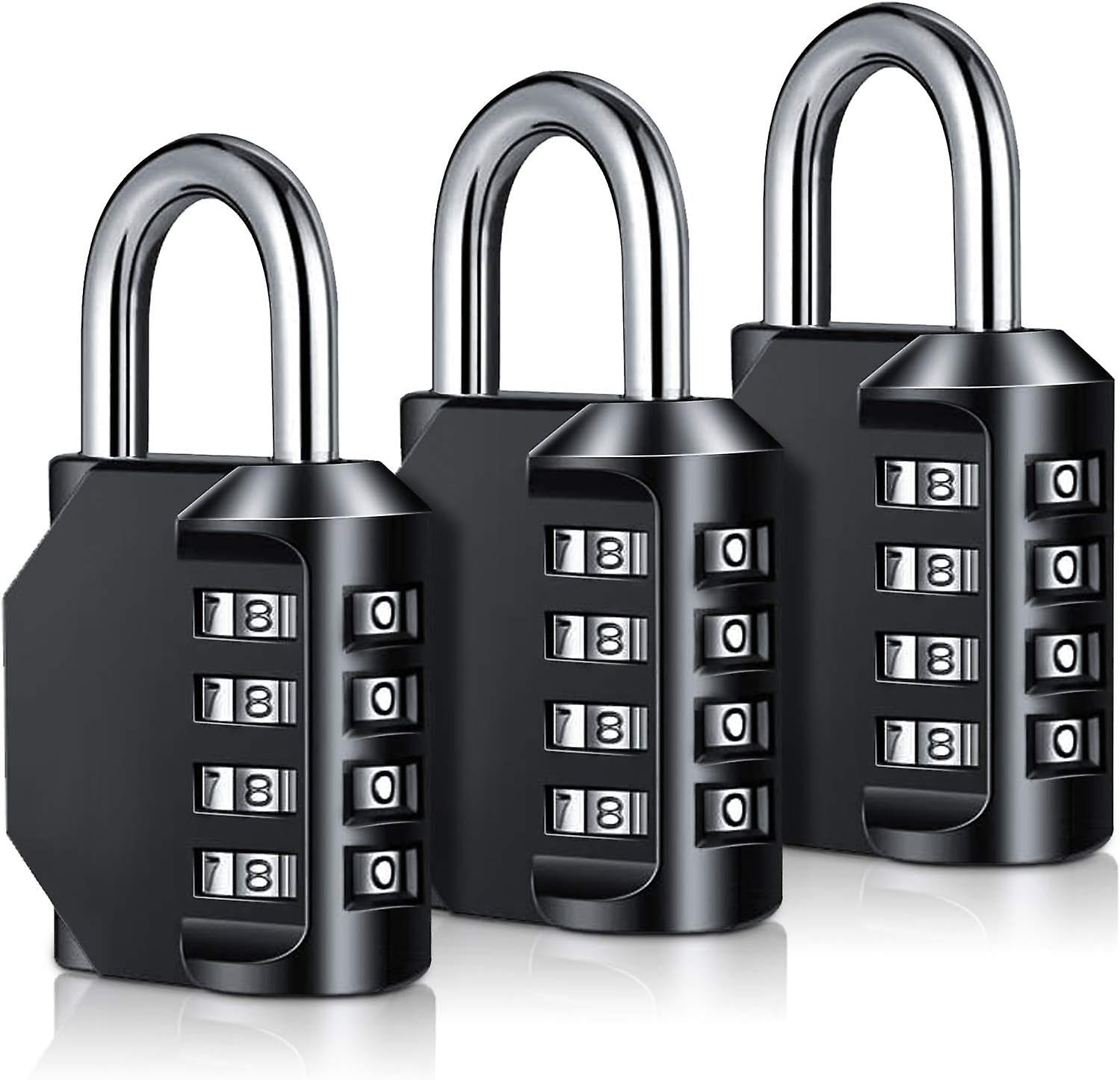 Joyhappst Image Color Dww-Lot De 3 Cadenas Combinaison 4 Chiffres Rsistant Aux Intempries Et Rinitialisable Pour Salle De Sport, Cole, Moraillon, Abri De Jardin, Rangemen