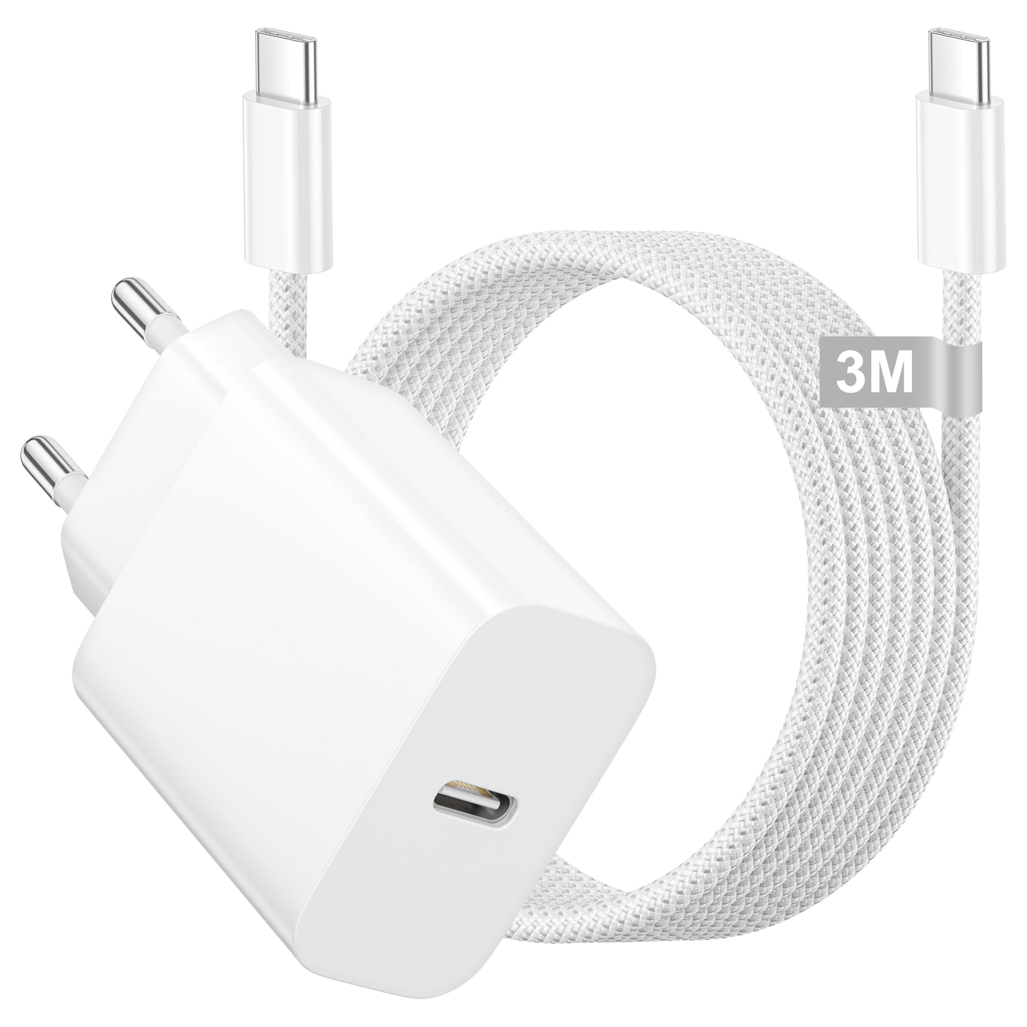 Ładowarka USB C Szybka Ładowarka do iPhone'a 17/Pro Max/17Air,16/16e/15 16 Plus, iPada Air/Mini, ładowarka USB C 20W, Wtyczka ładowarki USBC, Wtyczka ładowarki UsB C, Zasilacz USB c z kablem USBc 3M