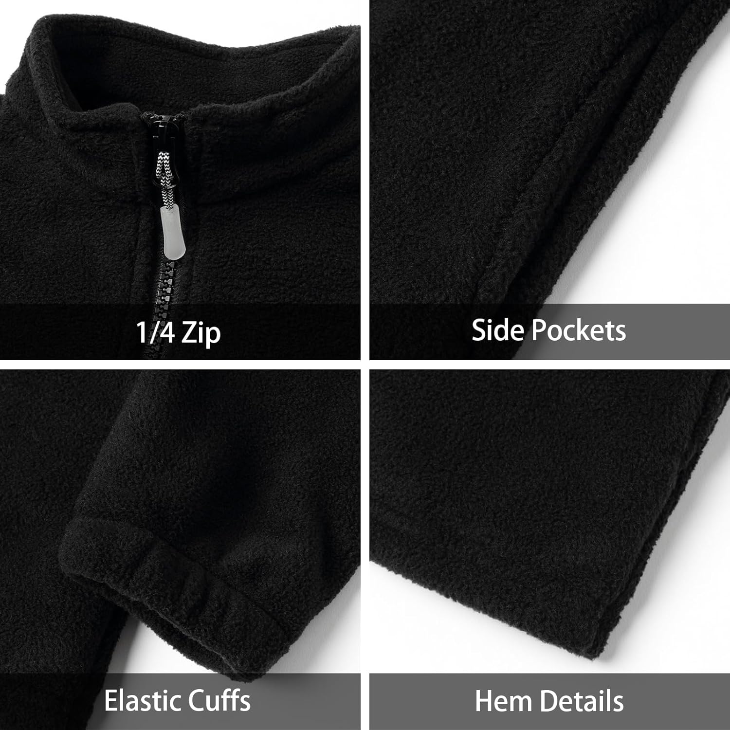 LittleSpring Kids Neutral Polar Fleece Jackets Quarter-Zip Pullover with Elastic Cuffs