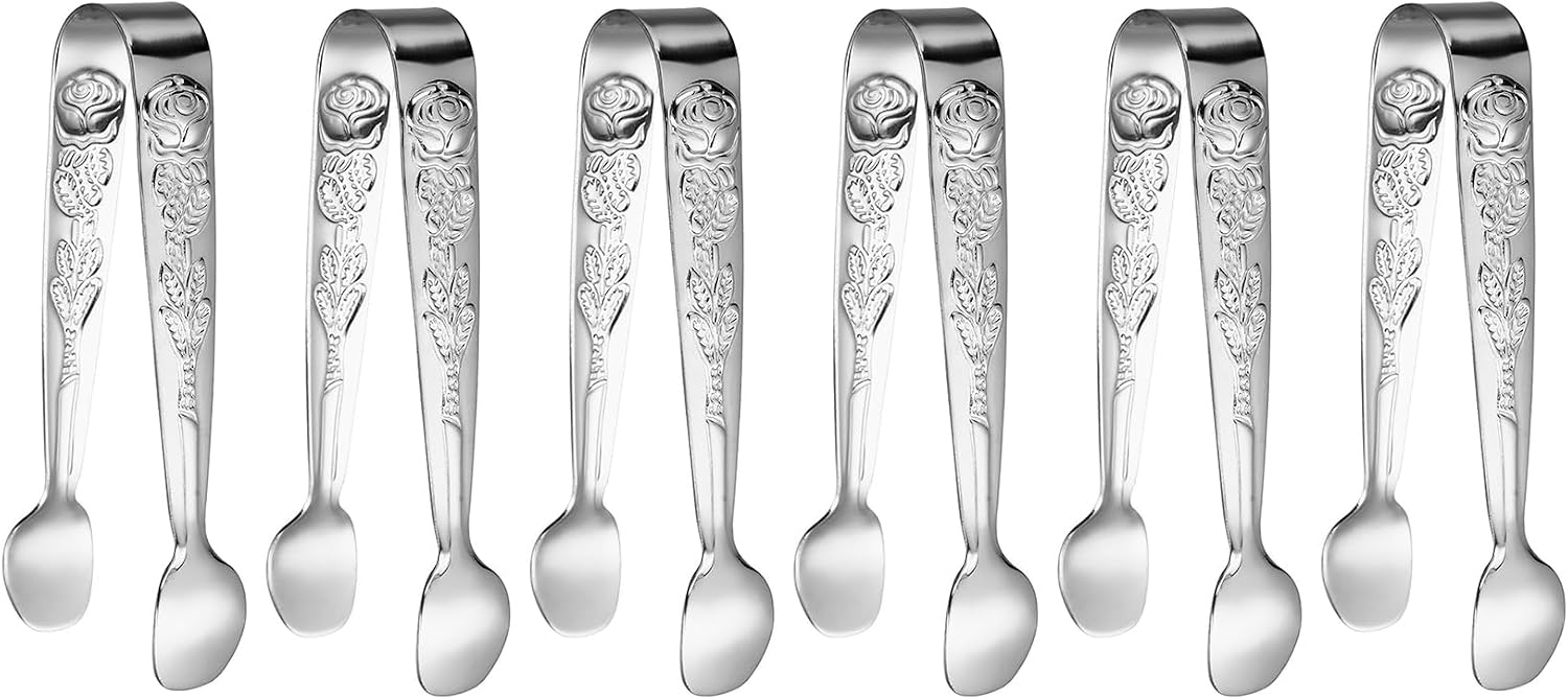 2 Pcs Ice Tongs, 4.1 Inch Gold Figure Stainless Steel Sugar Cube Tongs for Bar, Desserts, Tea, Coffee Party and Appetizers (2, gold)