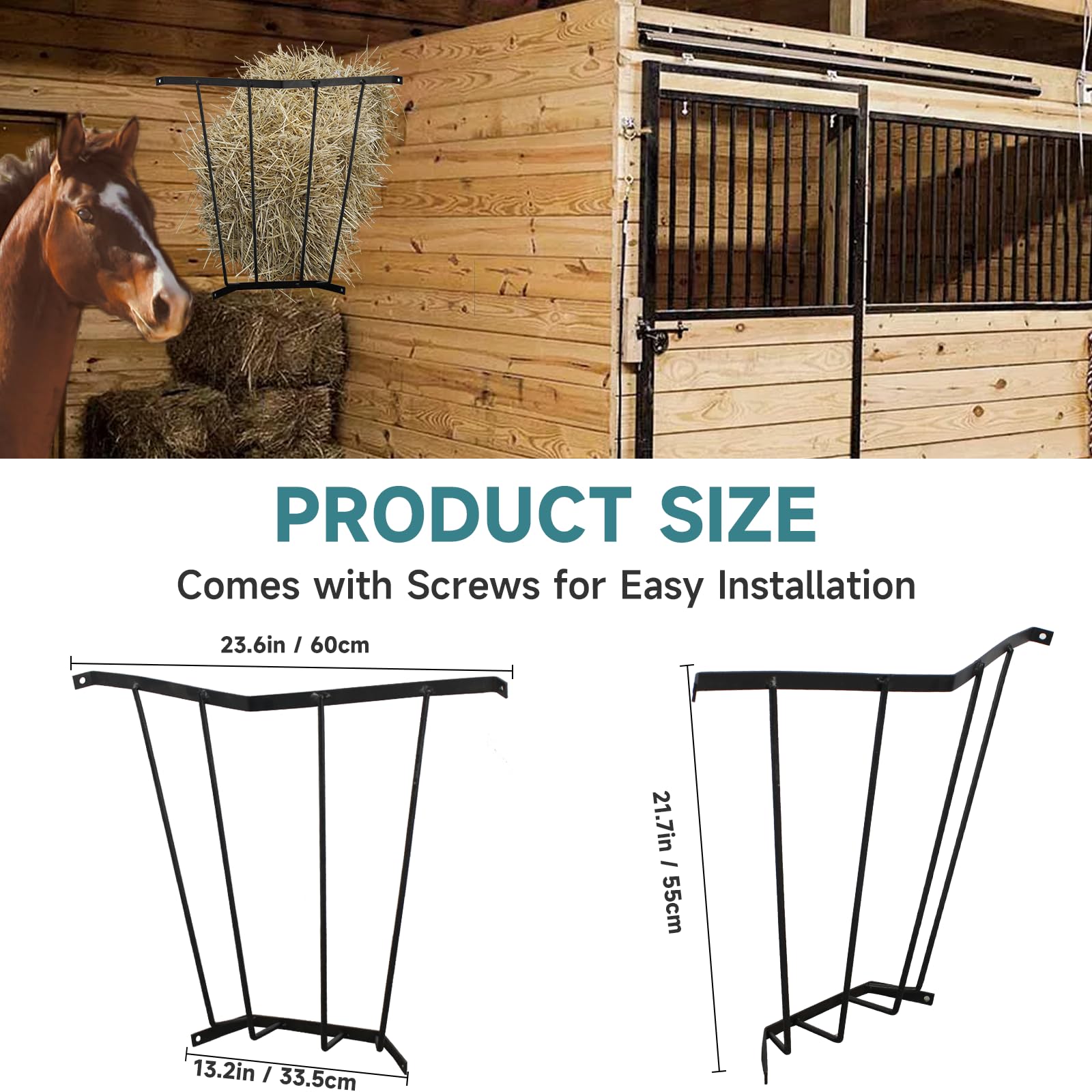 Corner Hay Rack Carbon Steel Hay Feeder Blanket Holder 23.3 x 13.2 x 21.7In Wall Mounted Hay Rack Hay Feeder for Horses Goats Farm Indoor and Outdoor Use - image 2