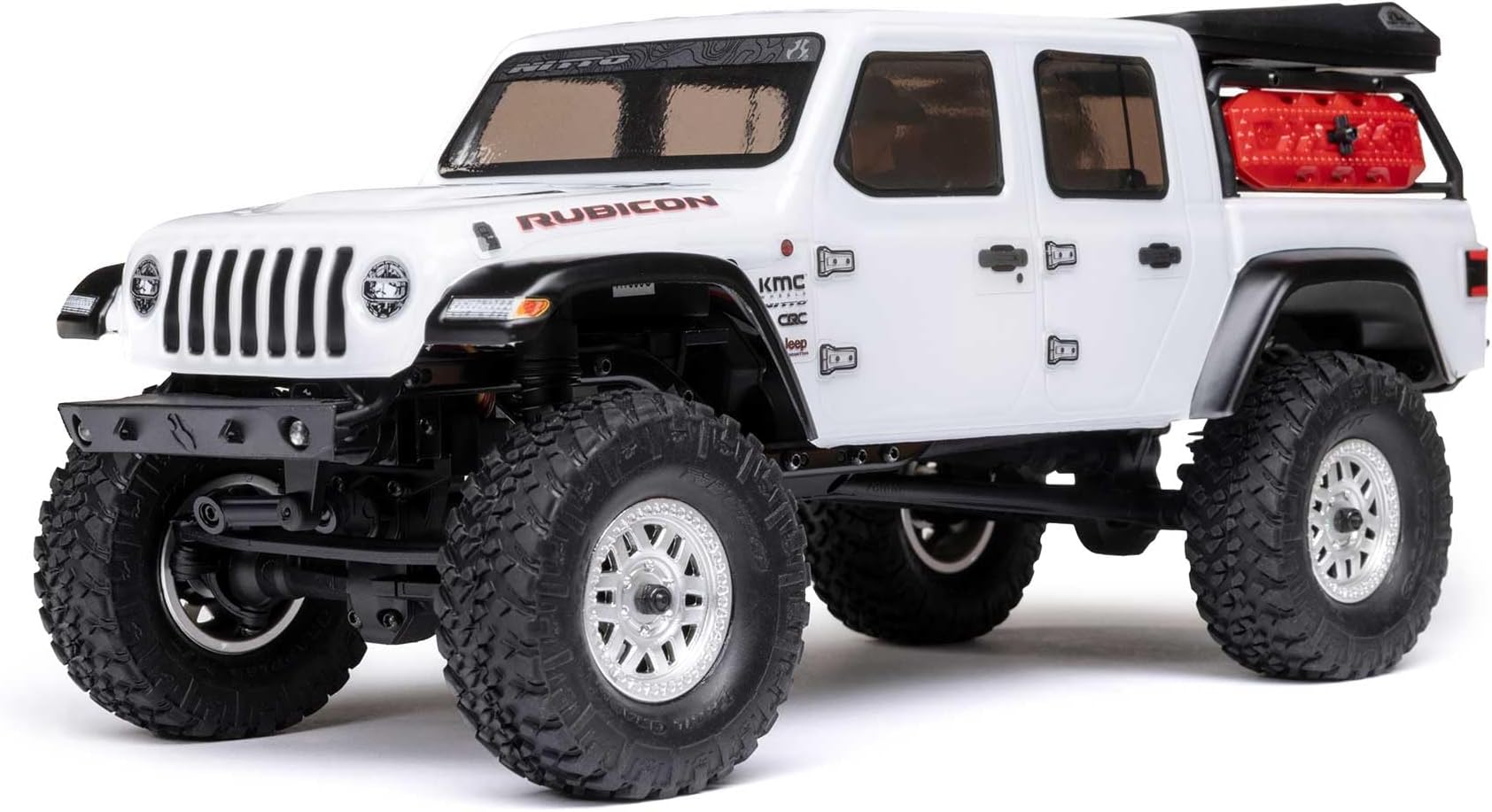 RC Truck SCX24 Jeep Gladiator 4 Wheel Drive Rock Crawler Brushed RTR Nothing Needed to Complete Ready-to-Run White AXI00005V2T4, Remote Control Car, RC Car, RC Crawler