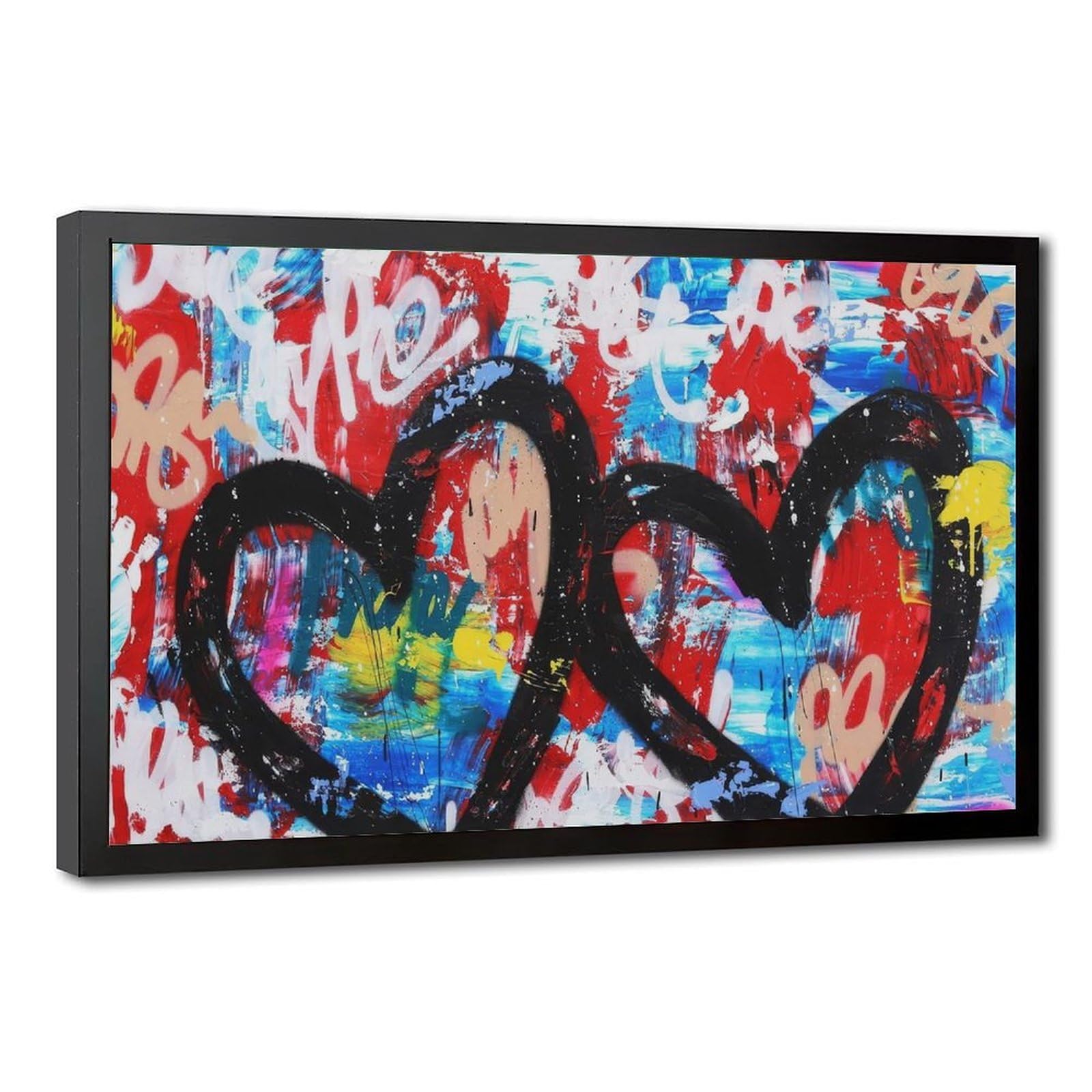 Bareronor Hearts Graffiti Poster Canvas Poster Bedroom Decor Landscape Office Room Decor Gift 24" L X 36" W