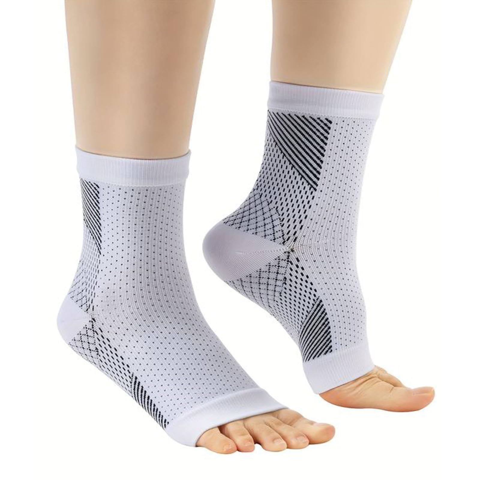 Neuropathy Socks for Women and Men, Foot Ankle Compression Sleeve, Soothe Socks for Neuropathy Pain (White, Large-X-Large)