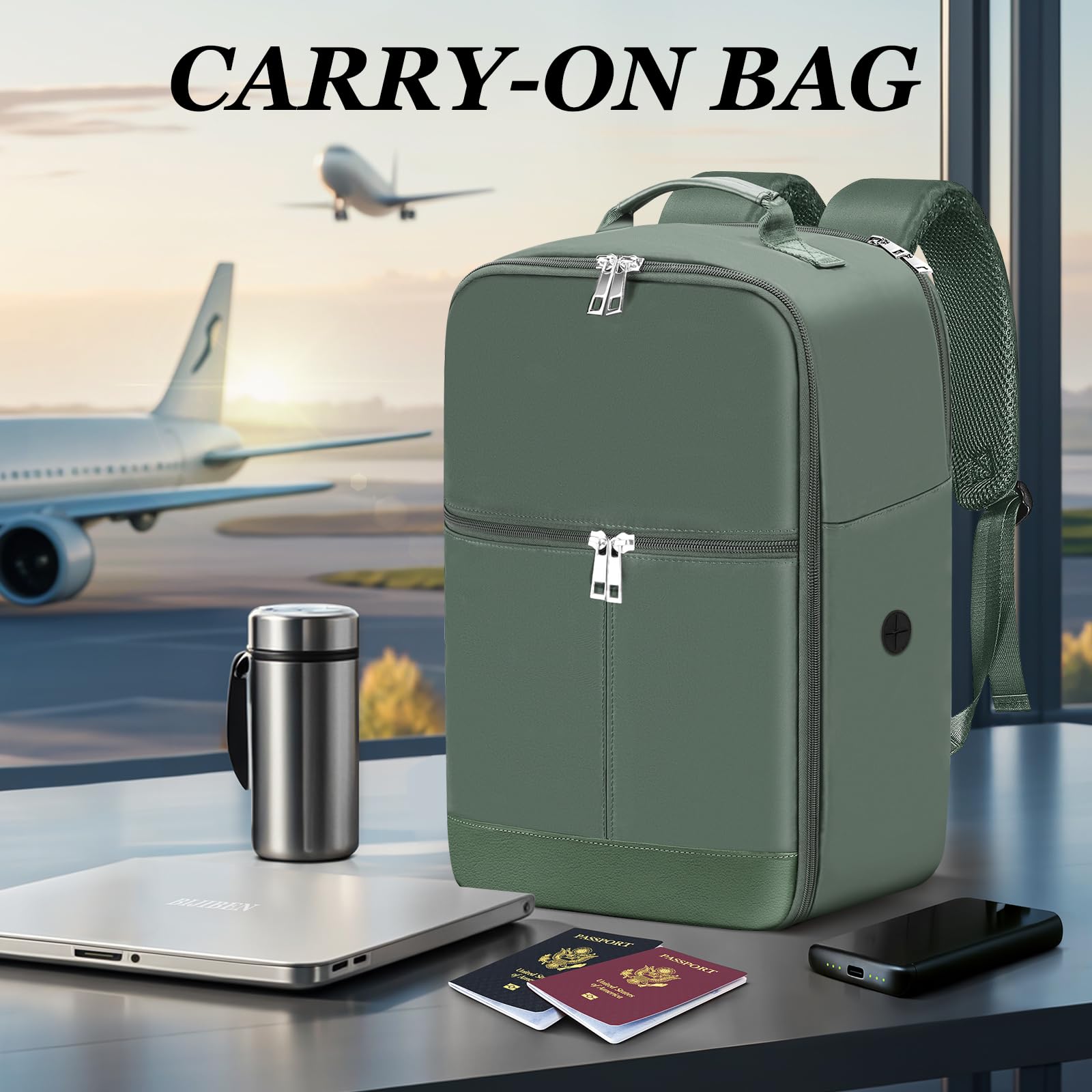 OTAHGK Borse da Cabina 40x20x25 per Ryanair Zaino da Viaggio Sotto il Sedile, Bagaglio a Mano Zaino da Cabina 20L, Zaino per Computer Portatile Piccola Borsa da Viaggio Zaino Travel Viaggio-Verde