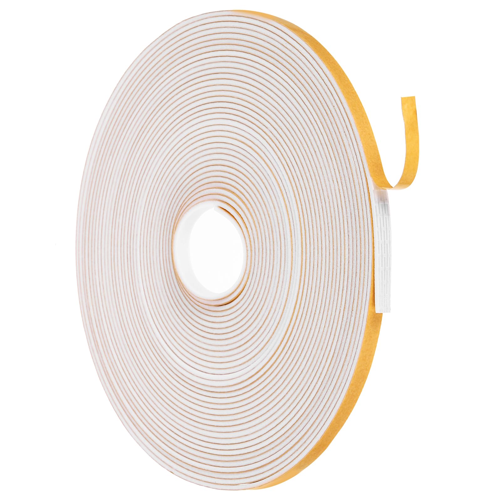 sourcing map Weather Door Seal Strip Tape, Door Insulation Stripping Single Side Strong Self Adhesive Foam Tape Gap Filler for Door, Window, 6mm x 1.5mm x 10m White