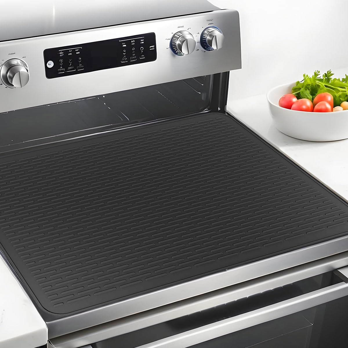 Cubiertas superiores de silicona para estufas eléctricas, 71 x 50 cm, color negro, fundas grandes para cocinas eléctricas, alfombrilla protectora de placa de inducción para vitrocerámica
