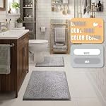 Yimobra Bathroom Rugs Non Slip Washable,Soft Absorbent Microfiber Bath Mat, Dual-Tone Decor Rug with Rubber Backing for Bathroom Floor,Tub and Shower,32x20, Home Essentials,Grey and White