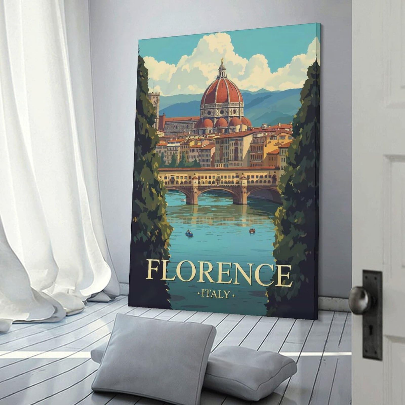 Junmoney Florence, Italy Travel Wall Picture Print 20x30inch(50x75cm), for Lounge Decor, Offices Or Entryway Styling, Versatile Wall Decor for Many Rooms