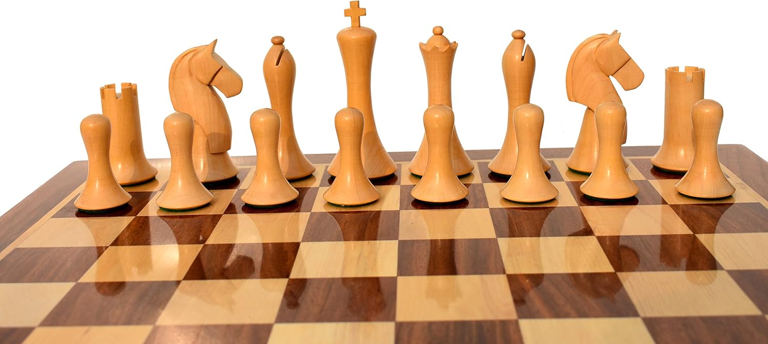 Ulbrich Series 3.75" Boxwood & Sheesham Wood Chess Pieces Set (2 Players, Age 8+) - Luxury Chess Set with 34 Pieces (Includes Two Extra Queens)