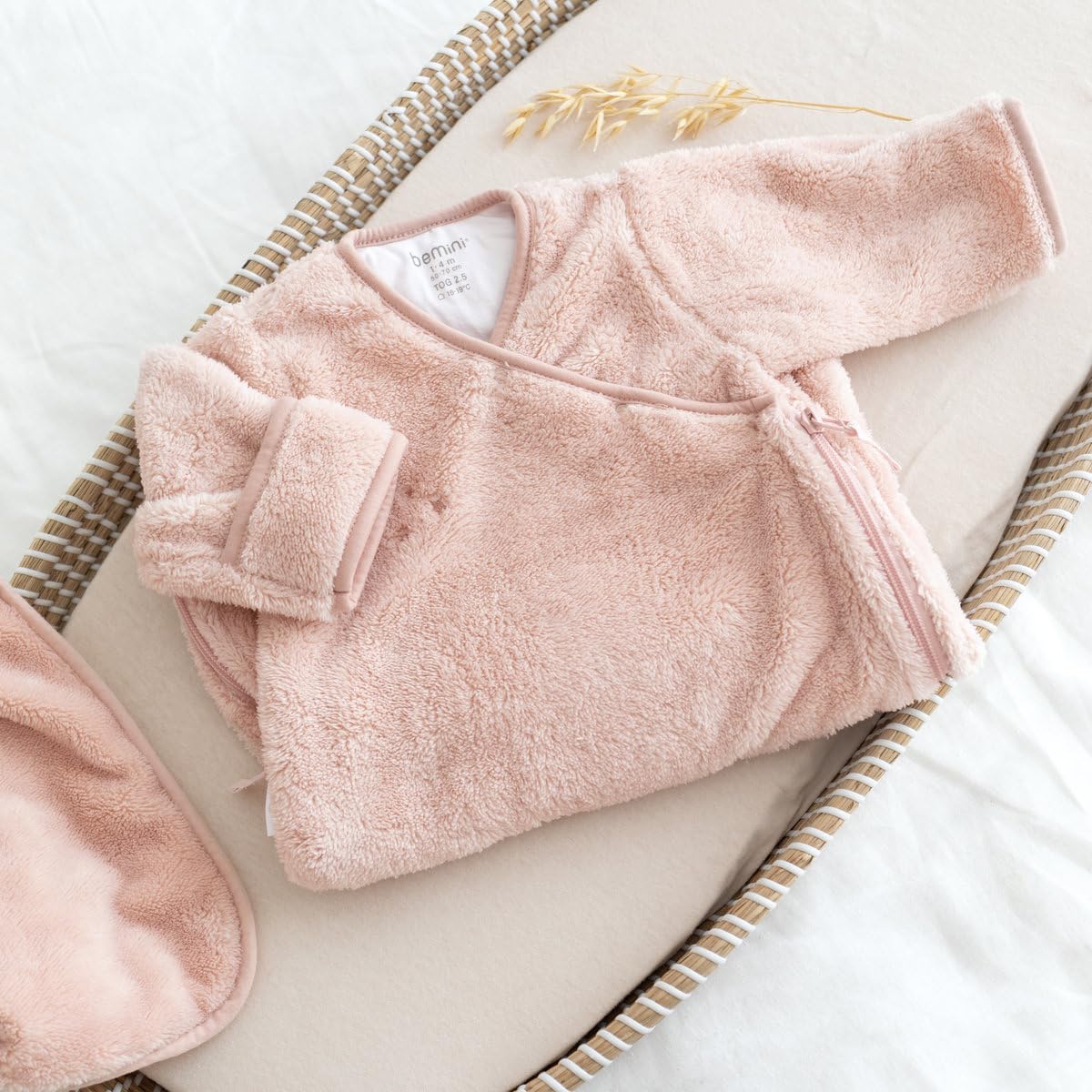 BEMINI - Sacco nanna/Magic Bag 03 mesi con guantoni SOFTY Tog 2,5 | Zip| Caldo | Maniche Lunghe | Rosa antico