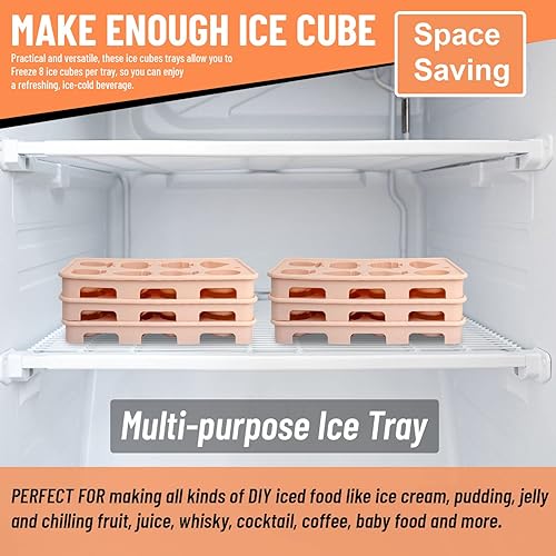 Miniatura 4 de Bandeja de silicona para cubitos de hielo, paquete de 2 bandejas de molde para cubitos de hielo en forma de fruta flexible y grande para congelador,