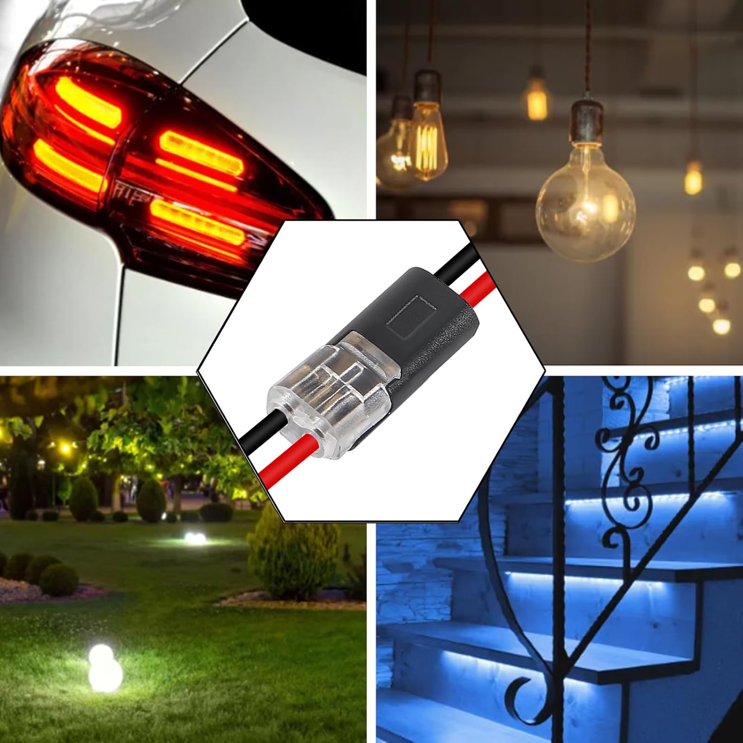 20Pcs Double-Wire Plug-in Connector Led Light Strip Connectors 2 Pin, Quick Splice Wire Wiring Connector for AWG 20-24,2 Pin 2 Way Universal Compact Wire Terminals, No Wire-Stripping Required