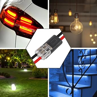20Pcs Double-Wire Plug-in Connector Led Light Strip Connectors 2 Pin, Quick Splice Wire Wiring Connector for AWG 20-24,2 Pin 2 Way Universal Compact Wire Terminals, No Wire-Stripping Required